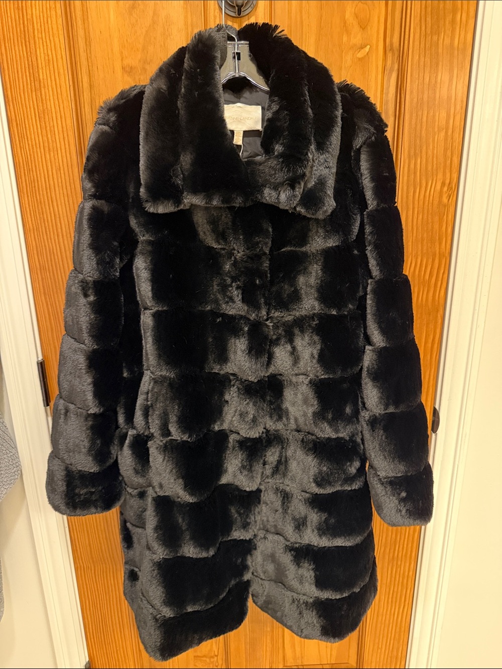 Adrienne Landau Faux Fur Black Coat Large